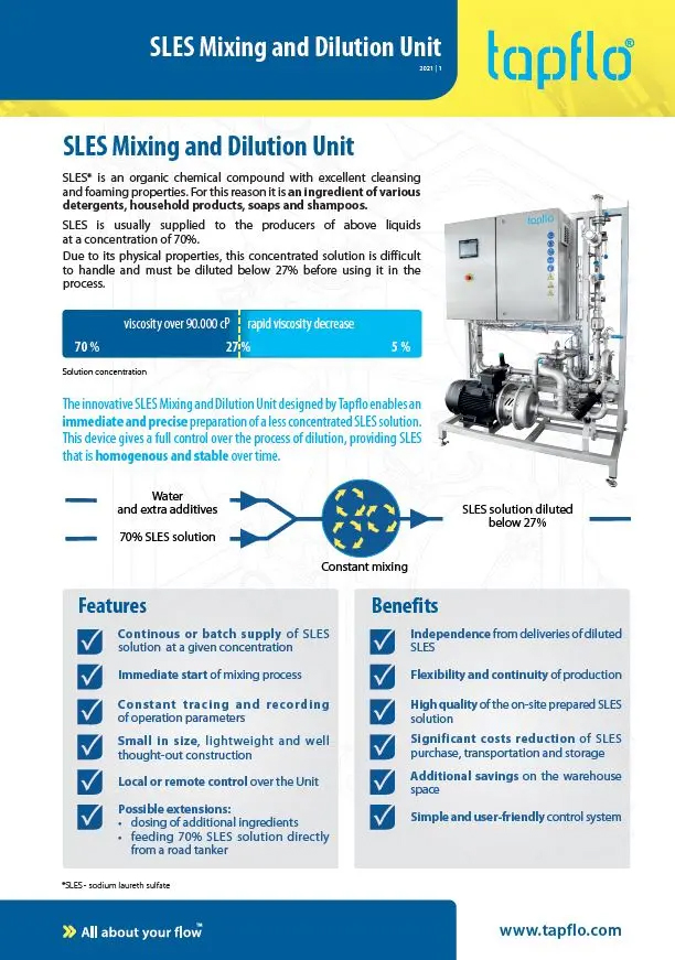 Установка для смешивания и разбавления SLES 